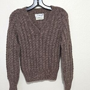 MADRIGAL Alpac, hand Knited Brown Cable Knit Sweater S